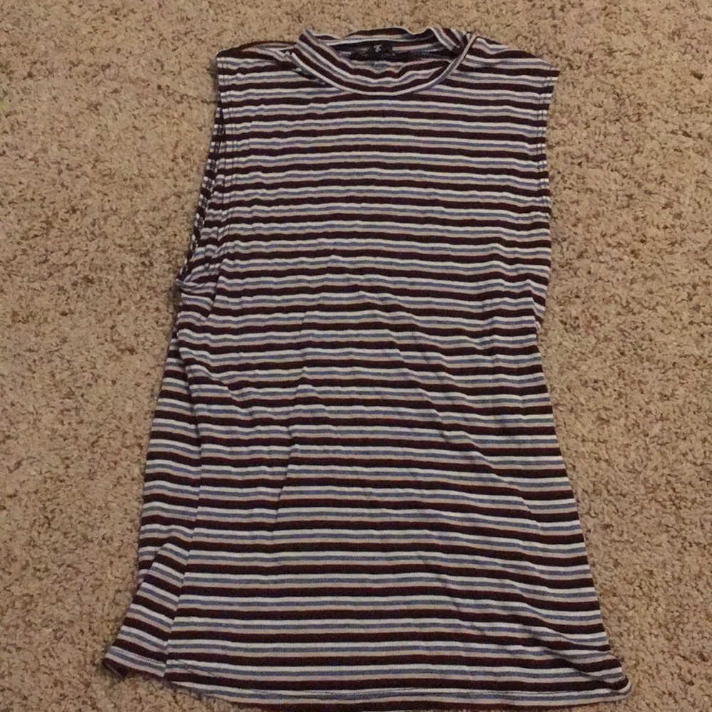 Tight striped high neck tank